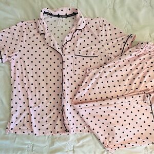 Pink Polka Dot Adult Pajamas Set